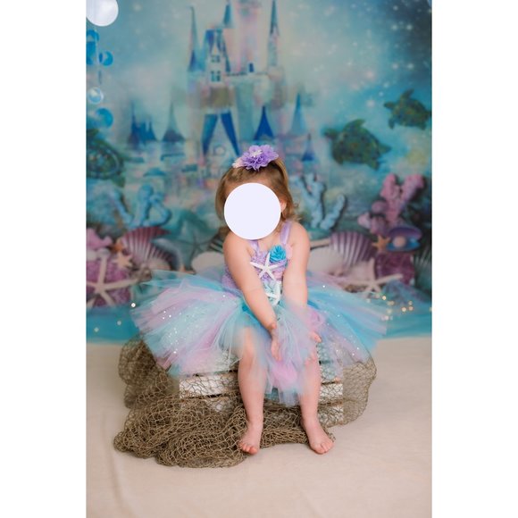 Under The Sea Castle Mermaid Birthday Backdrop for Photo Backdrop 270cmx180cm - Picture 3 of 3